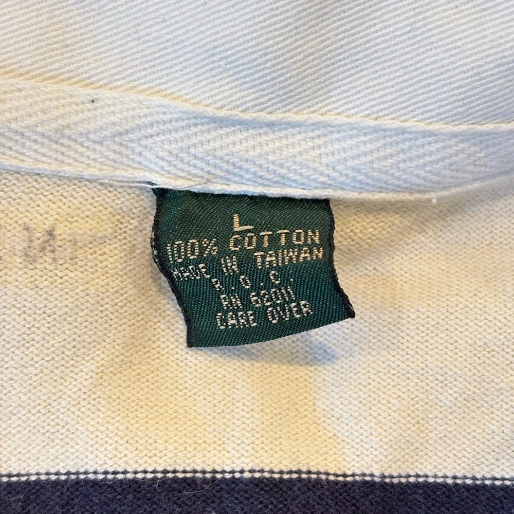 Polo Ralph Lauren Vintage 80s Red Yellow Green Blue Striped Rugby Shirt Large - Picture 3 of 4